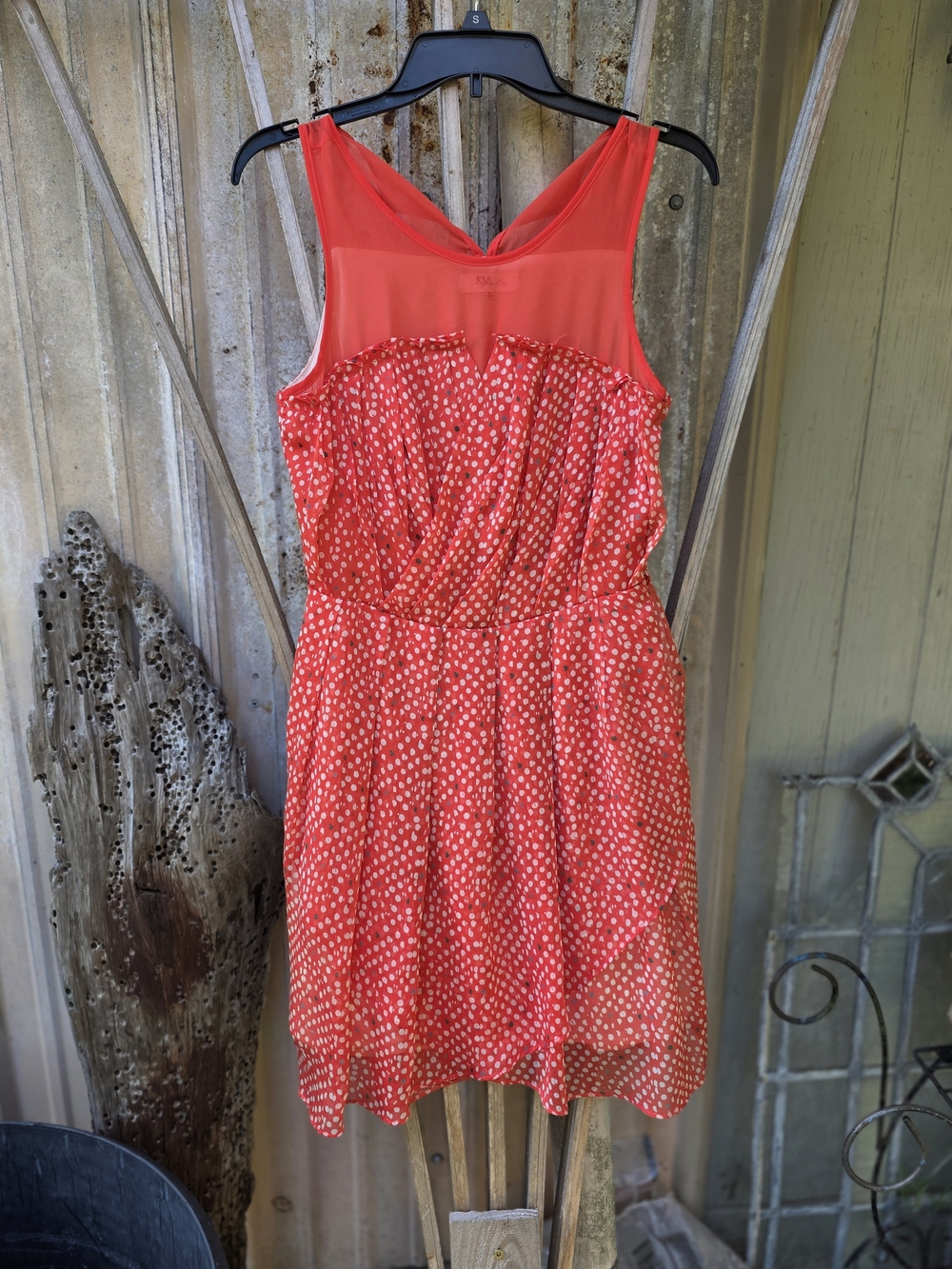 Sugar LIPS Red Polka Dot Sleeveless Mesh Yoke Dress